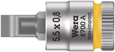 8700 A FL Douille-embout pour vis à fente Zyklop à emmanchement 1/4", 0.8 x 5.5 x 28 mm 