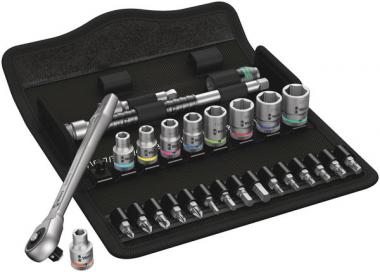 8100 SA 10 Jeu cliquet Zyklop Metal avec carré mâle traversant, à carré 1/4", syst. impérial, 28 pièces 