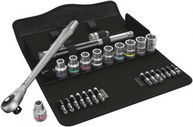 8100 SC 10 Jeu cliquet Zyklop Metal avec carré mâle traversant, à carré 1/2", syst. impérial, 28 pièces 