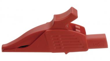 Pince crocodile de sécurité ø 4mm Rouge 1000V, 32A, CAT III, XDK-1033 RED 
