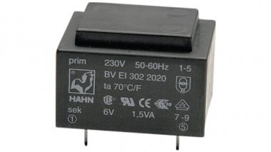 Transformateur pour cartes de circuits imprimés 1.9VA 9VAC (1x), EI303 2031 