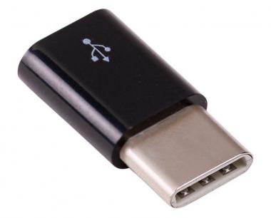 microUSB auf USB-C Adapter, schwarz 