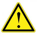 ISO-Warnschild, Symbol für Warnung vor einer Gefahrenstelle, 25,4mm, schwarz/gelb, 10 Stk. 